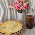 Coconut Pie with Tipsy Butter Caramel Sauce